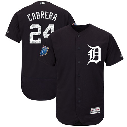 Tigers #24 Miguel Cabrera Navy Blue 2018 Spring Training Authentic Flex Base Stitched MLB Jersey